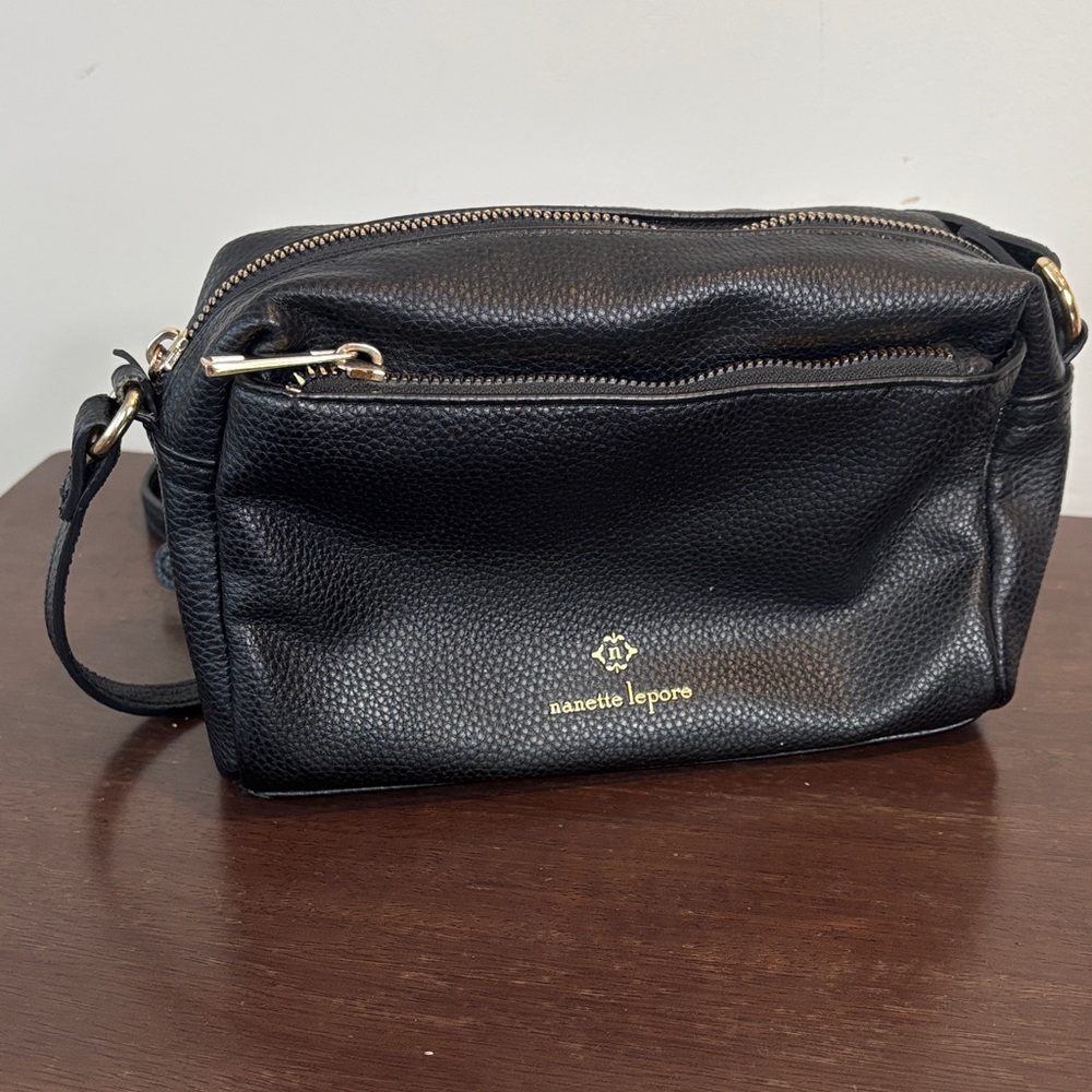 Nanette Lepore Black Leather Shoulder crossbody Bag